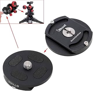 Metal Tripod Head Mount Converter Quick Release Adapter for Cantilever Head, Fluid Head, Ball Head, Tripod Heads with Circular Bottom and 3/8 Screw Hole, Bottom is Arca-Swiss Fit Quick Release Plate