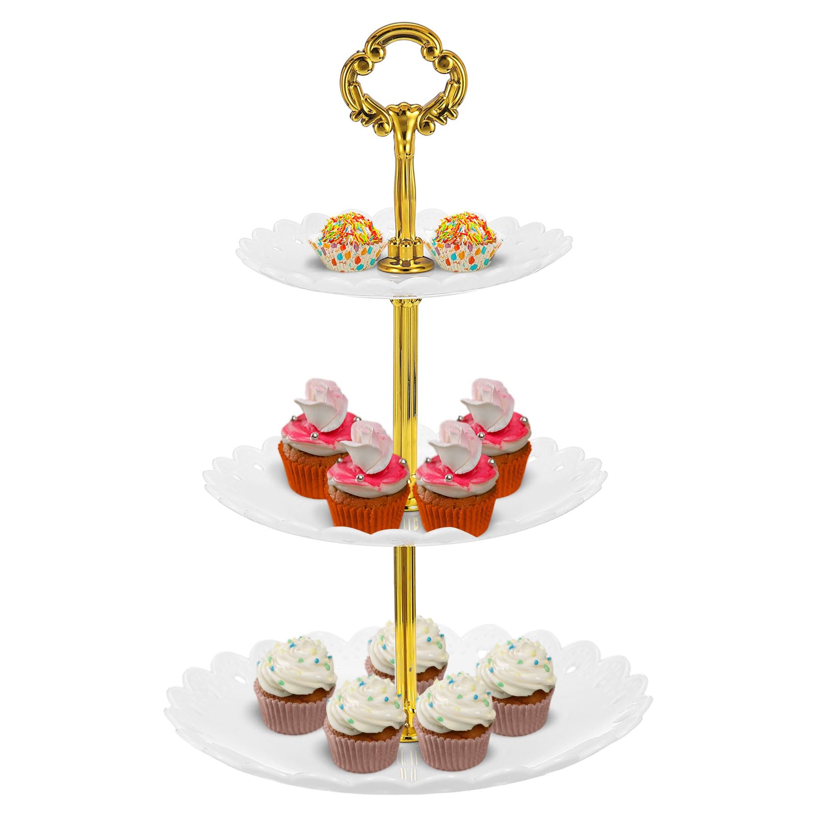 Présentoir à cupcakes plastique blanc rond pour réussir vos tables de desserts