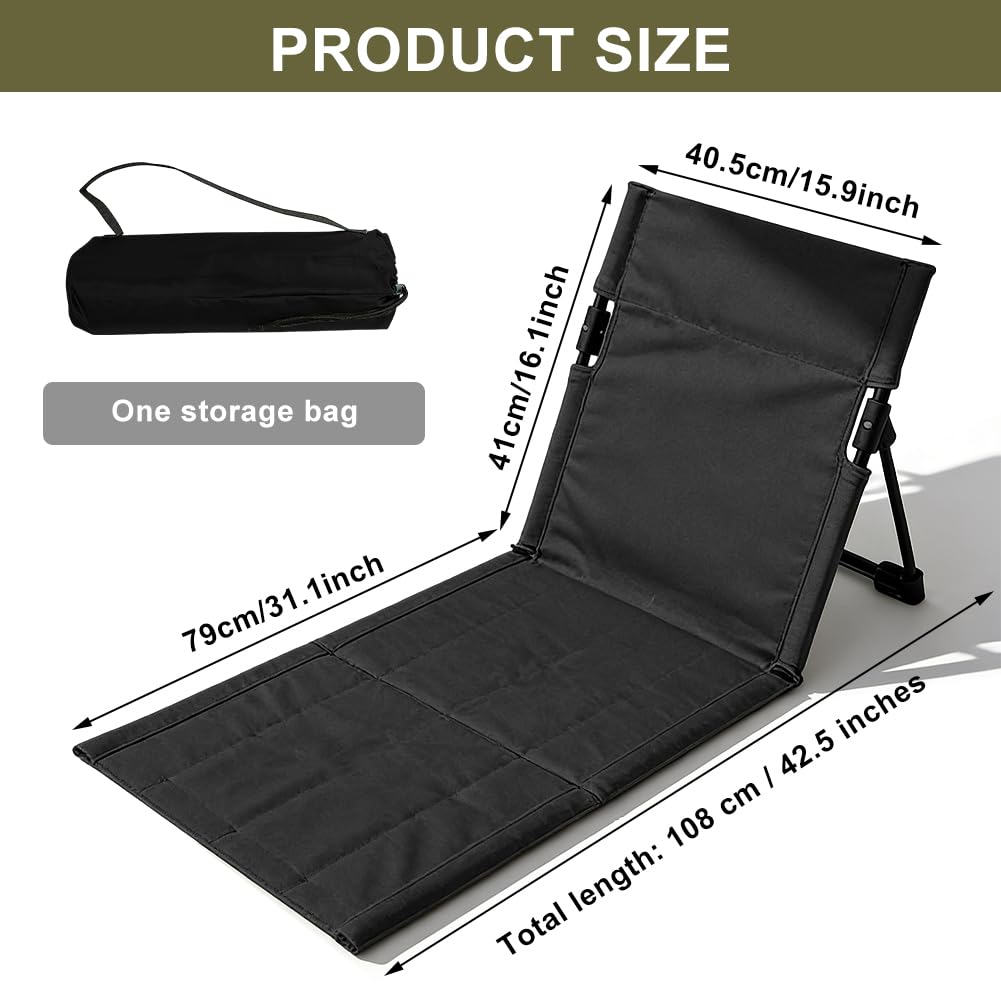 Tappetino da spiaggia con schienale, pieghevole da 1 cm, imbottito, con custodia, ideale per spiaggia, giardino, campeggio, picnic, 108 x 40 x 41 cm