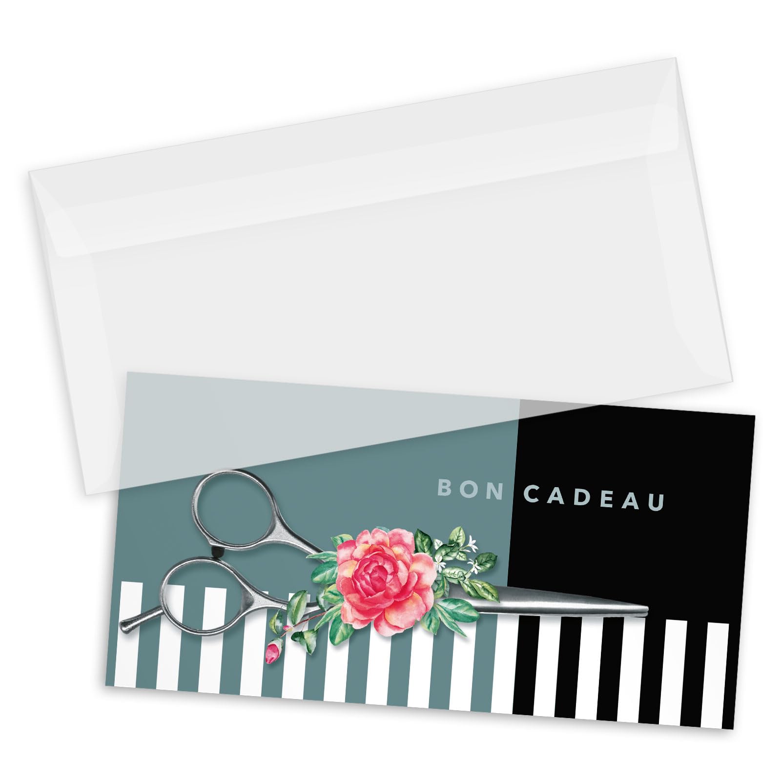 POS BON. 100 formulaires pour créer vos propres bons cadeaux + enveloppe, pour des salons de coiffure. K9295F1-100-V2