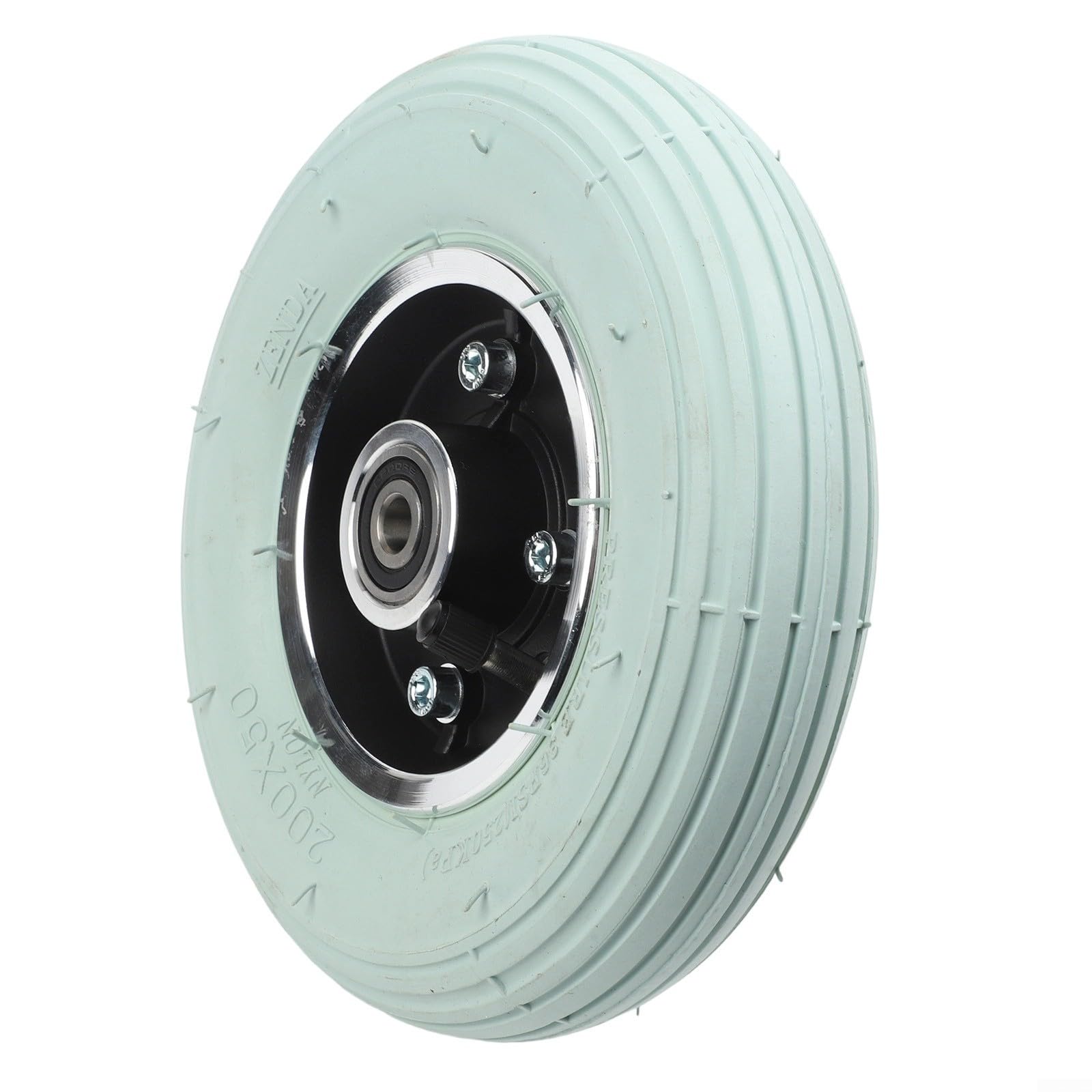 Roue avant complète de 8 pouces pour fauteuil roulant électrique, 200 x 50, pneus pneumatiques avec chambre à air et jante, roue pivotante grise avec roulement, pour axe de 8 mm/10 mm (noir 10 mm)