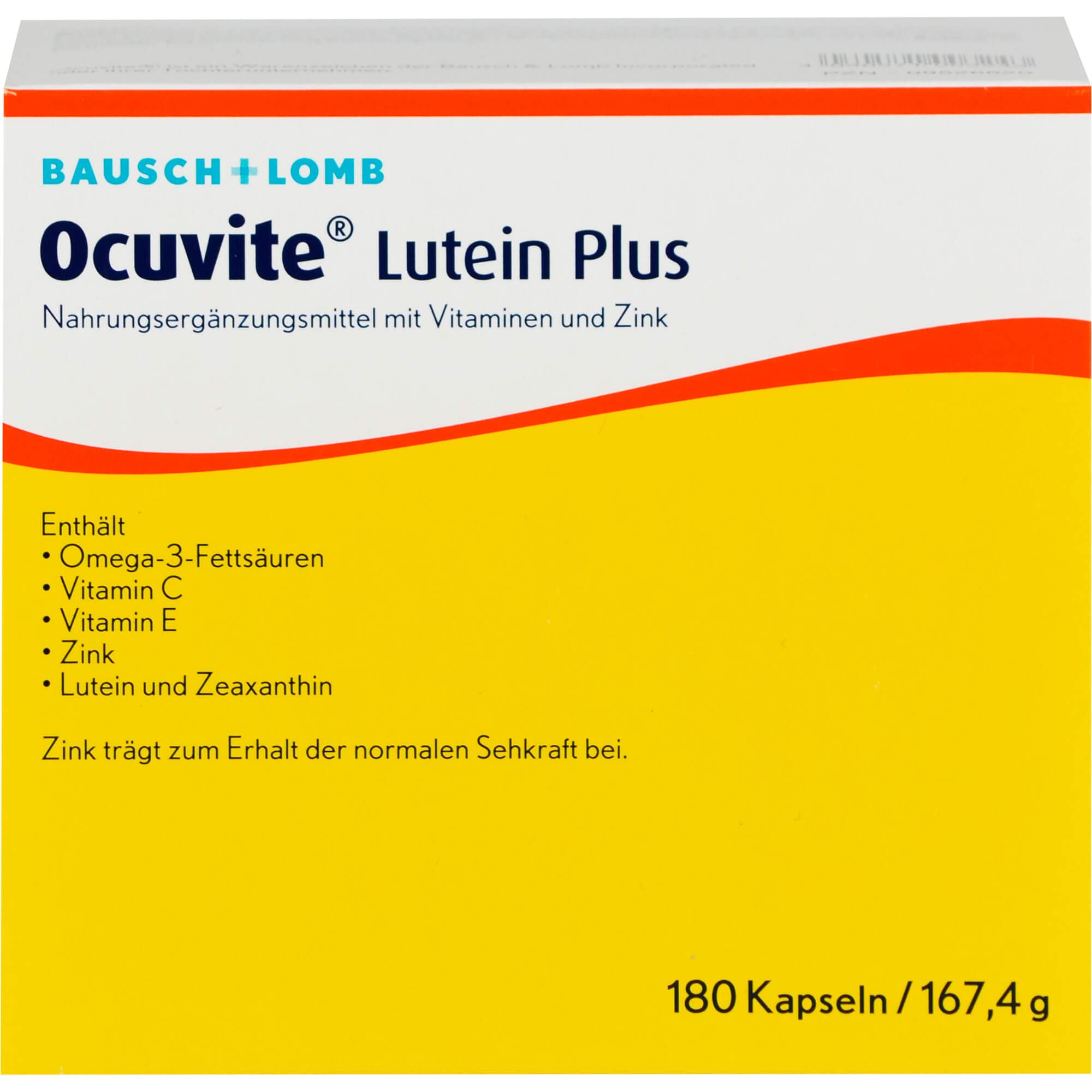 Ocuvite Lutein Plus Kapseln | 180 Premium Lutein Kapseln - Vitamin C & E – Schützt die Augen vor oxidativem Stress, wie z.B. Blaulicht - 2 Kapseln täglich
