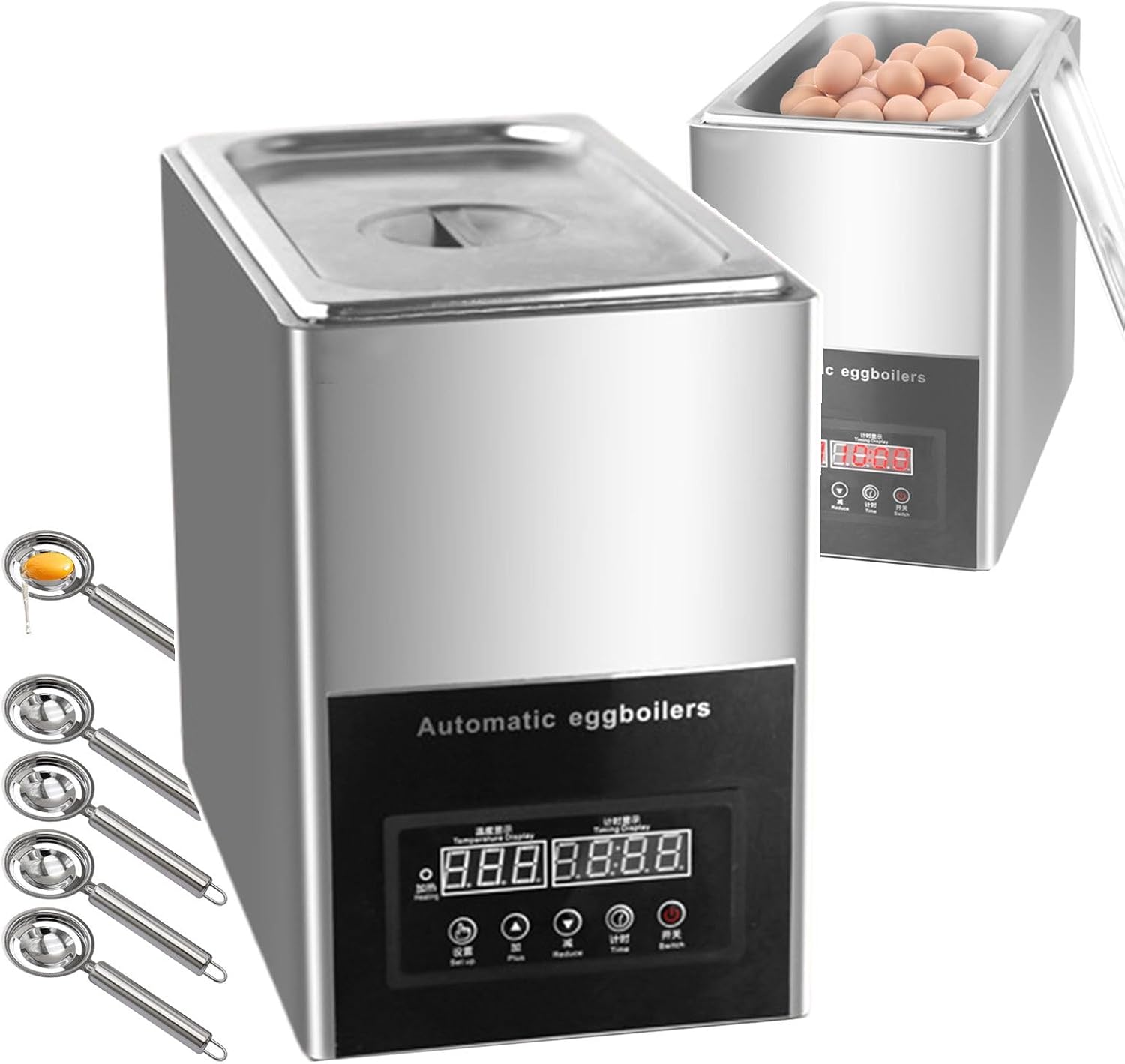 Commercial Eggboilers + 5 Egg Liquid Filter, Electric Egg Cooker Professional Hot Spring Egg Machine for Morning Tea Shop, Canteens, Snack Shop, and Home Use - Holds Up T