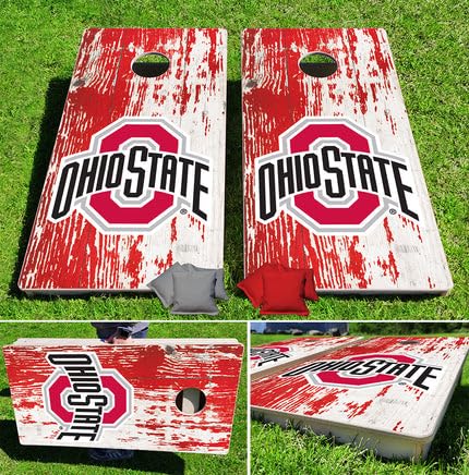 Ohio State Buckeyes Distressed Premium Pro Cornhole Bean Bag Toss Game 24x48 with 8 Regulation 16oz Bags