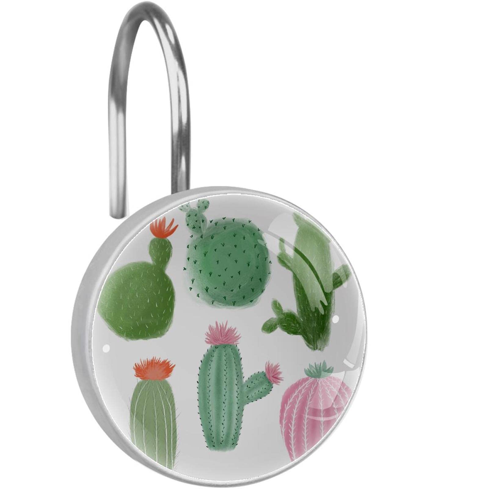 Crochets de rideau de douche cactus en acier inoxydable x12