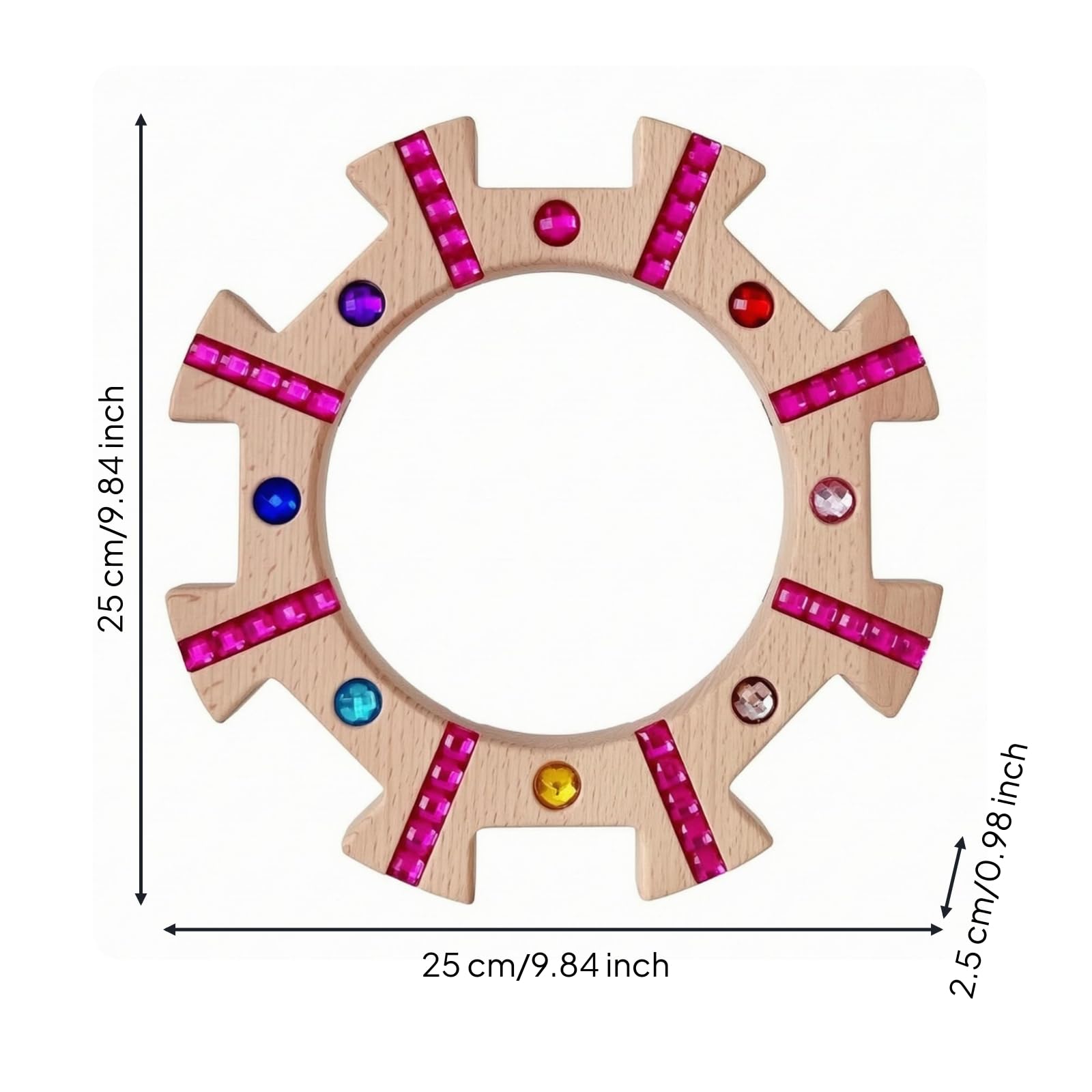 Blocchi Impilabili per Bambini Giocattolo in Legno Naturale Torre Puzzle Anelli con Inserti Acrilici Trasparenti Riconoscibile Adatto per, Rosa