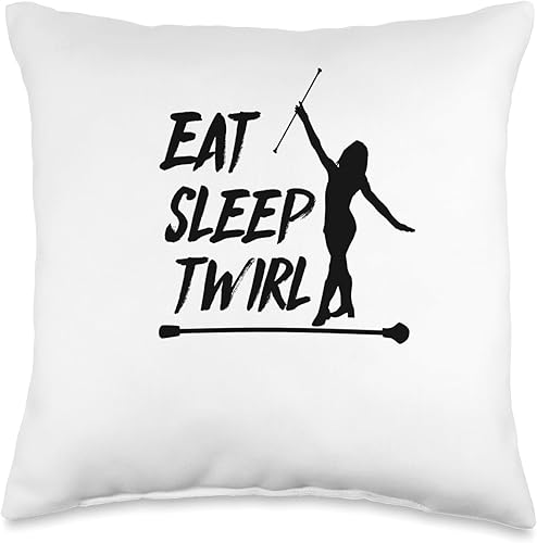 Eat Sleep Baton Twirling Twirler Majorettes Throw Pillow, 16x16, Multicolor disponible en Yaxa Venezuela
