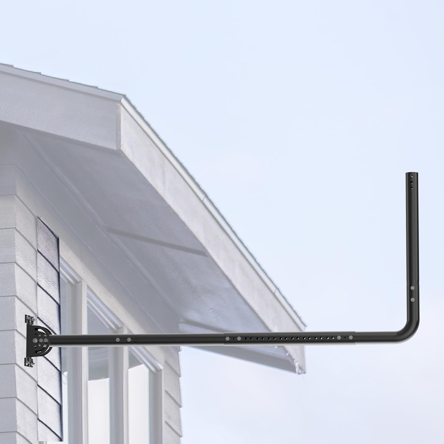 Support mural réglable pour antenne avec coude à 90 degrés, tube d'extension et écrous de fixation, convient pour antennes TV externes et amplificateur WiFi Starlink Noir