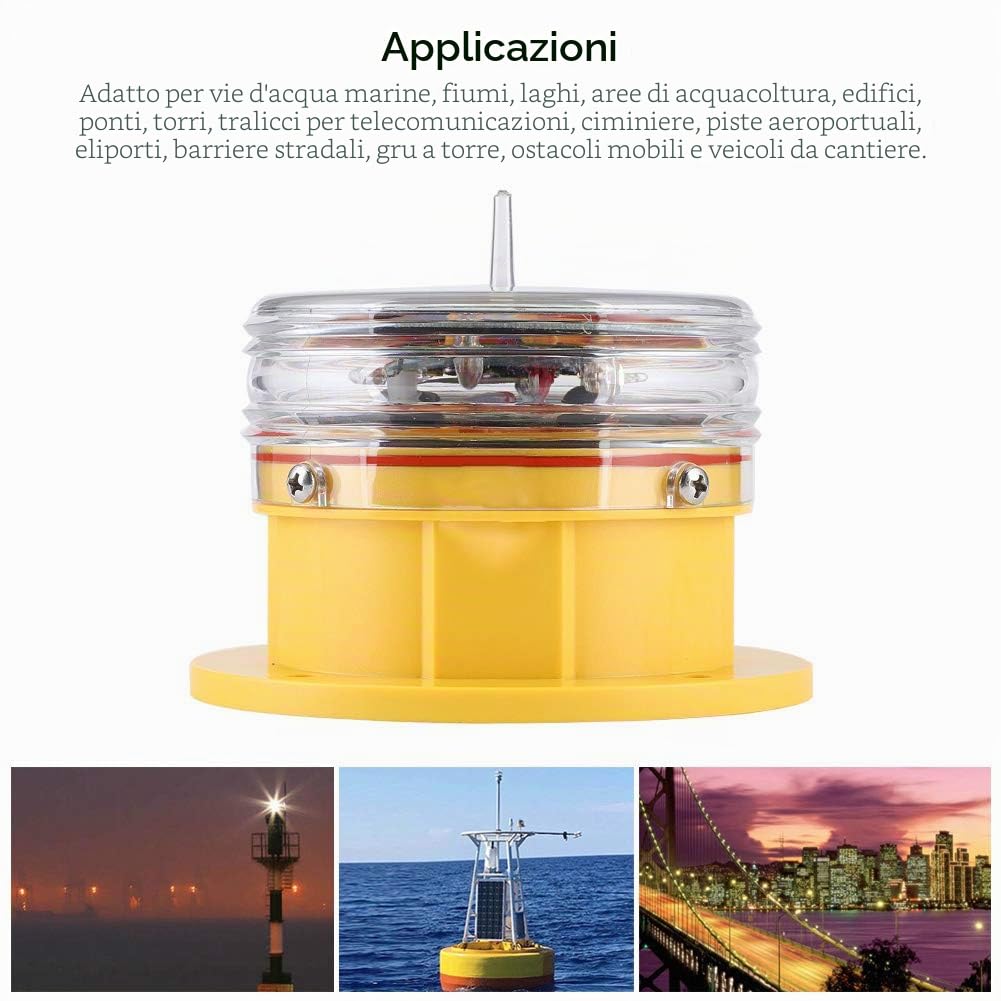 Illuminazione a 360 ° di sicurezza a chiatta per pontile marino per navi a LED impermeabile a luce solare IP68 impermeabile