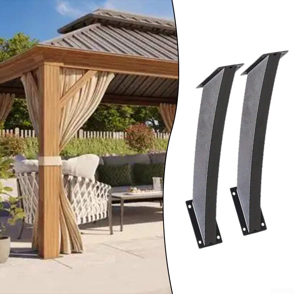 Lot de 2 équerres d'angle en fer robuste pour terrasse et parasol, structure en bois à angle de 45 degrés, finition noire