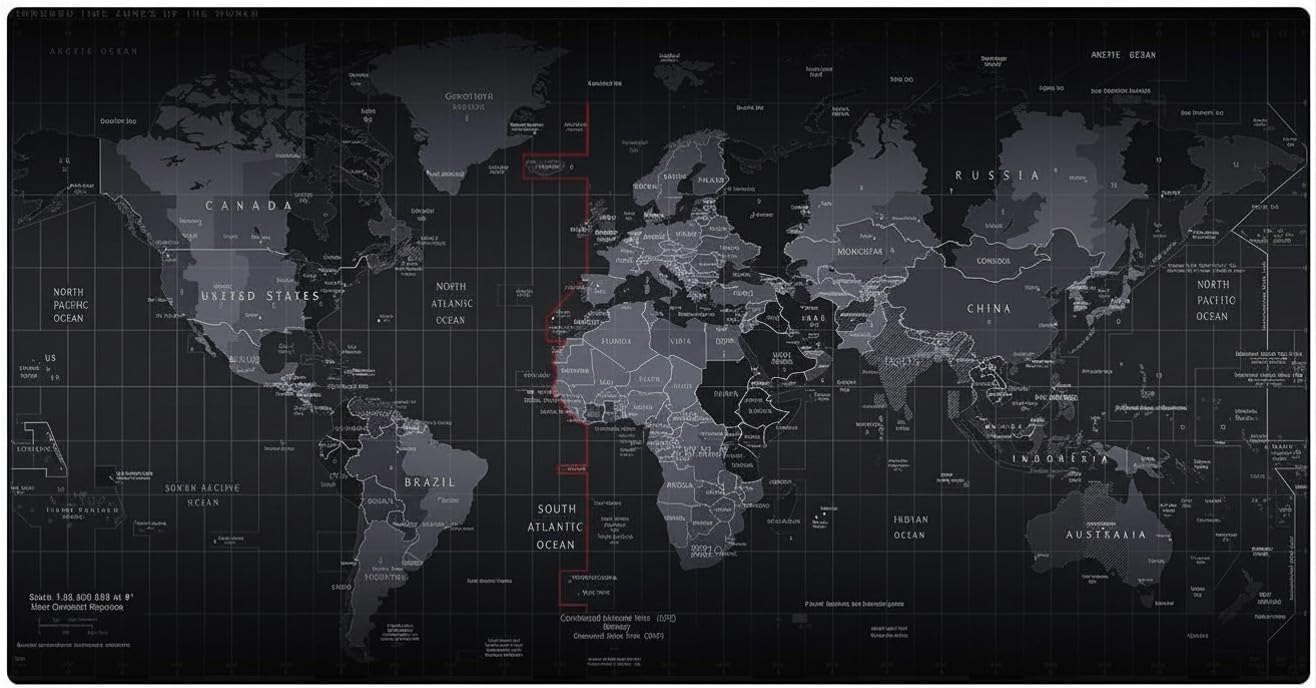 Extended Gaming Mouse Pad with Office Shortcut Keys & World Map Print - Large Desk Mat with Stitched Edges, Non-Slip Rubber Base, Waterproof Keyboard Mouse Pad (World Map Mouse Pad)-image-29
