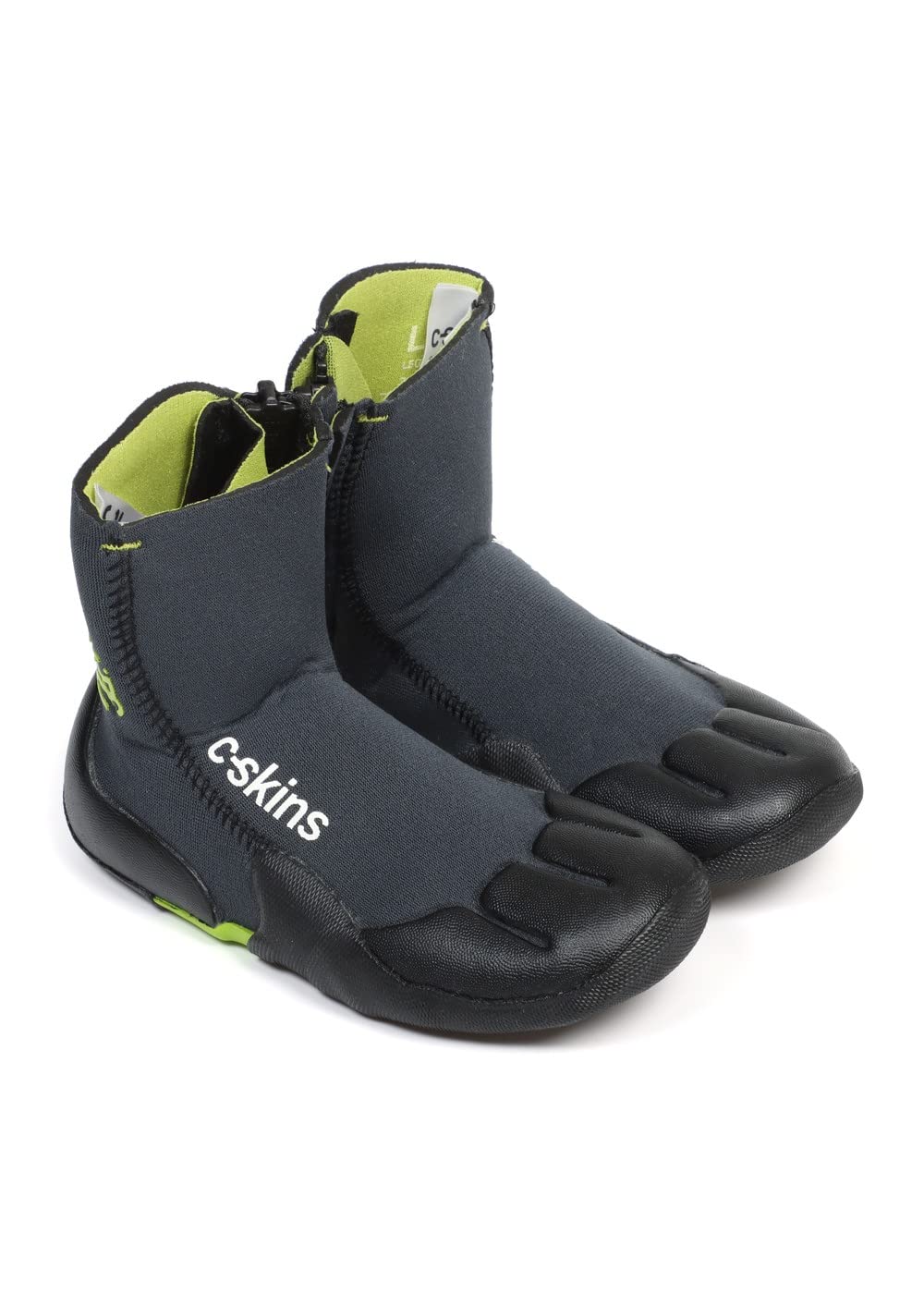 C-Skins 2023 Junior Legend 3.5mm GBS Zipped Round Toe Wetsuit Boot Boots - Graphite Flash Green Black - Unisex - Image 3