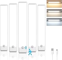 5-Pack Motion Sensor Under Cabinet Lights - Rechargeable, Dimmable, 3 Color Temps, Magnetic 7.9" Wireless Closet Lights