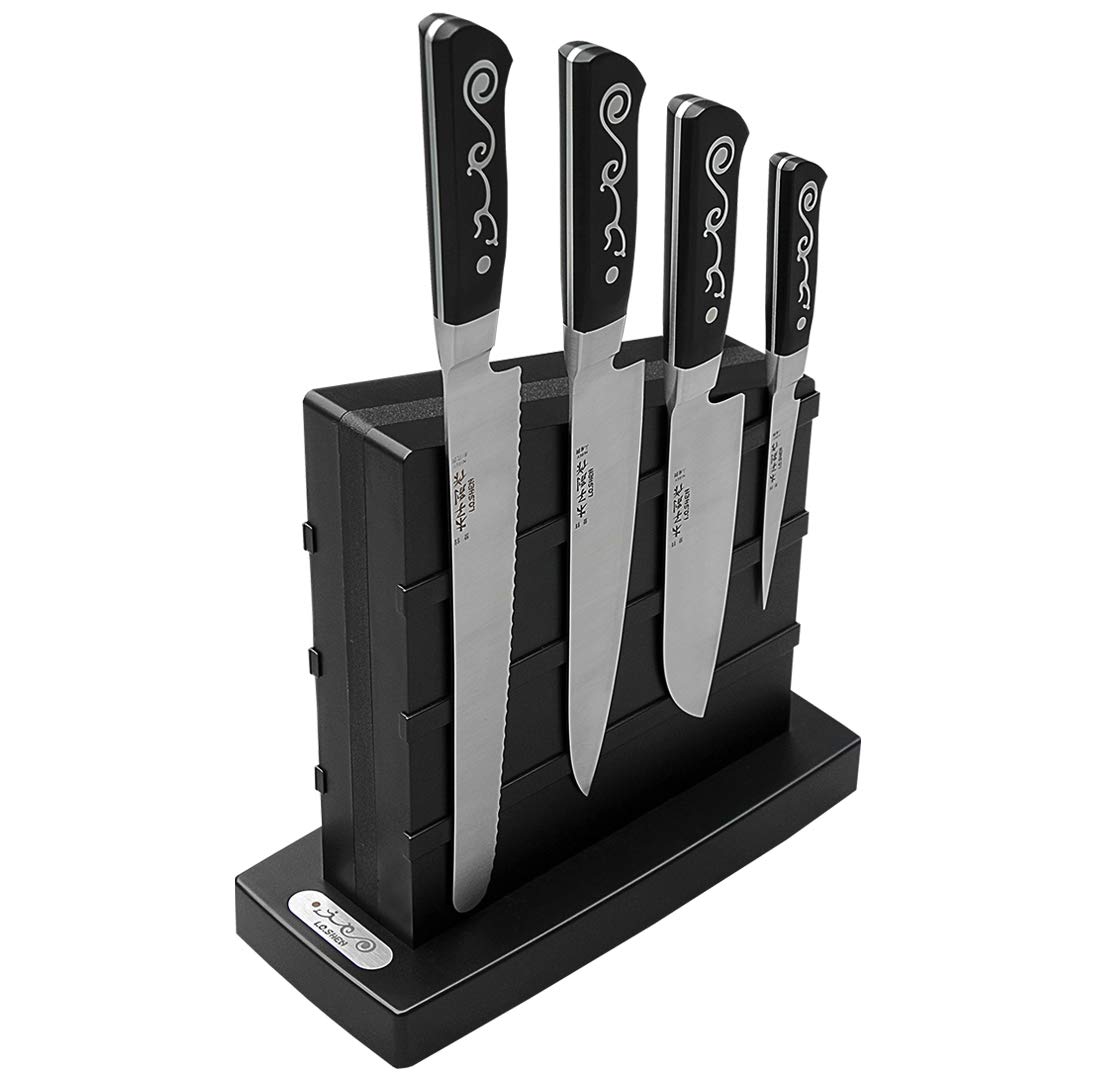 I O SHEN 6-Strip Magnetic Knife Block Set Knife Set with Block Bread Knife Kitchen Knife Sets with