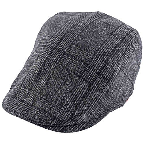 Image of The Tie Hub Wool Flat Cap for Men & Women | Adjustable Vintage Newsboy Gatsby Hat for Casual, Travel, Outdoor | Free Size Herringbone Ivy Style Cap