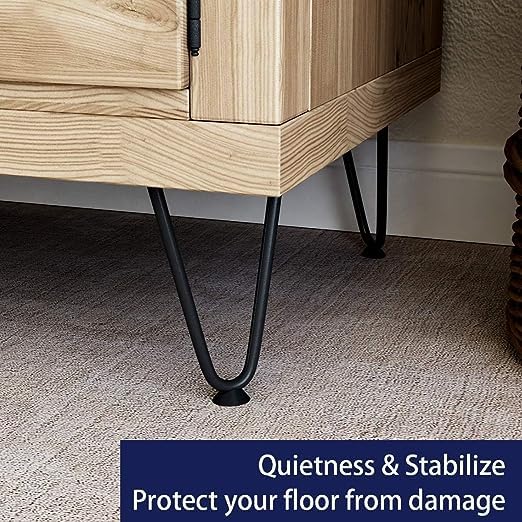 Image of Powder Coated Heavy Duty Hairpin Furniture Legs, Metal Home DIY Projects for Nightstand, Coffee Table, Desk, etc with Rubber Floor Protectors Black (6 inch)