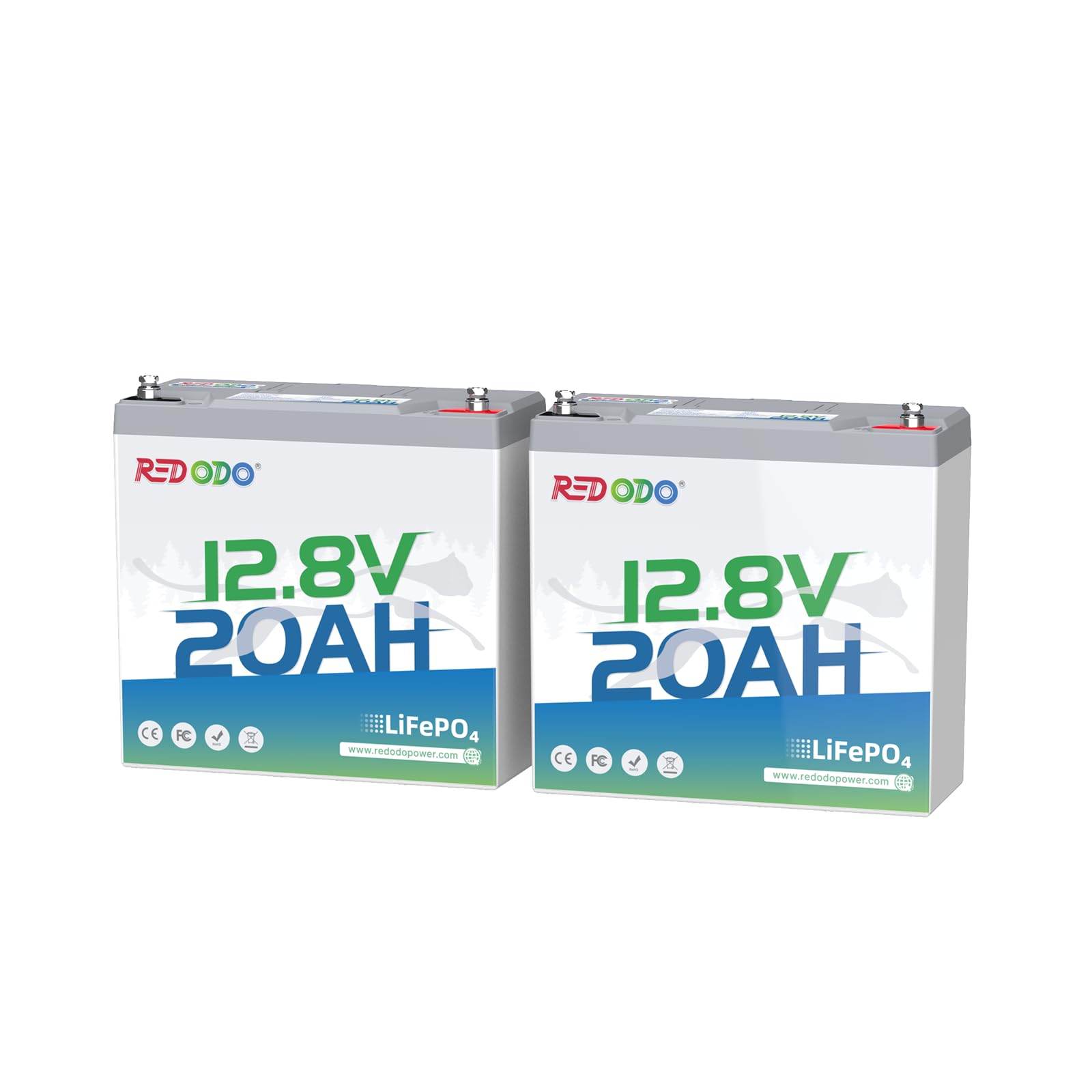 Redodo 12V 20Ah LiFePO4 Battery, 4000+ Deep Cycles Lithium Battery with 20A BMS, 256Wh Energy, Perfect for Kayak Finshfinder, Ice Fishing, Electric Fishing Reel, GPS, Camping (2 Pack)