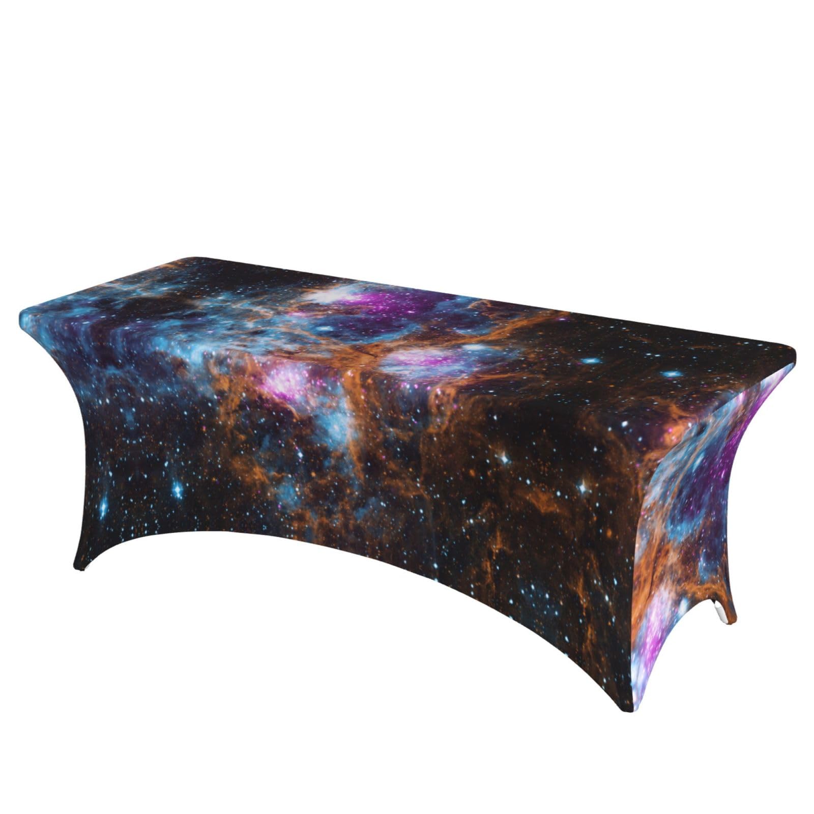 AUGUSTRUSH Fit Stretch Table Cover - 6FT Rectangular Spandex Tablecloth, Universe Galaxy Space Tablecloths, Wrinkle-Resistant & Fitted Table Protector for Parties, Weddings, Banquets (183x76cm)