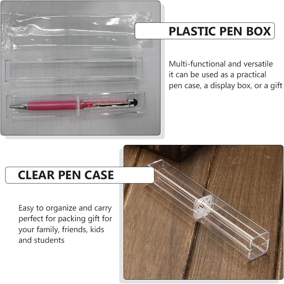 Pencil Gift Box 20 Pcs Ballpoint Pen Gift Box Clear Acrylic Tube Pencil Boxes Pen Cases Pen Storage Container for Office School Supplies Ballpoint Pen Container - Image 4