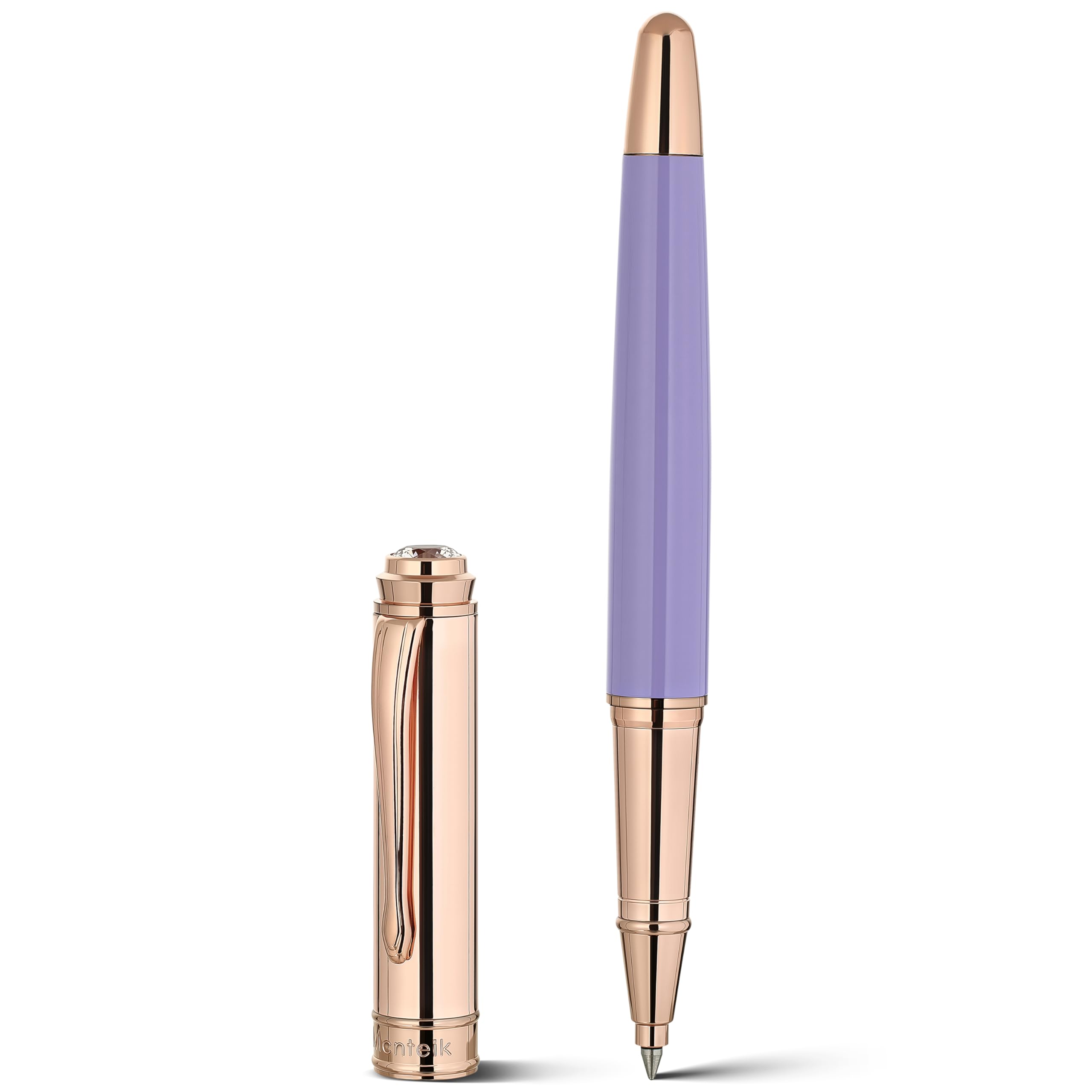 Sponsored Ad - MCNTEIK Stylish Purple Pen, With 8mm Brilliant diamond,Attractive Real Rose Gold Finish, Luxury Bling Rollerball Pen Bling,Girly Pens,Schmidt Black Refill,Fancy,Elegant Nice Pens Gifts for Women