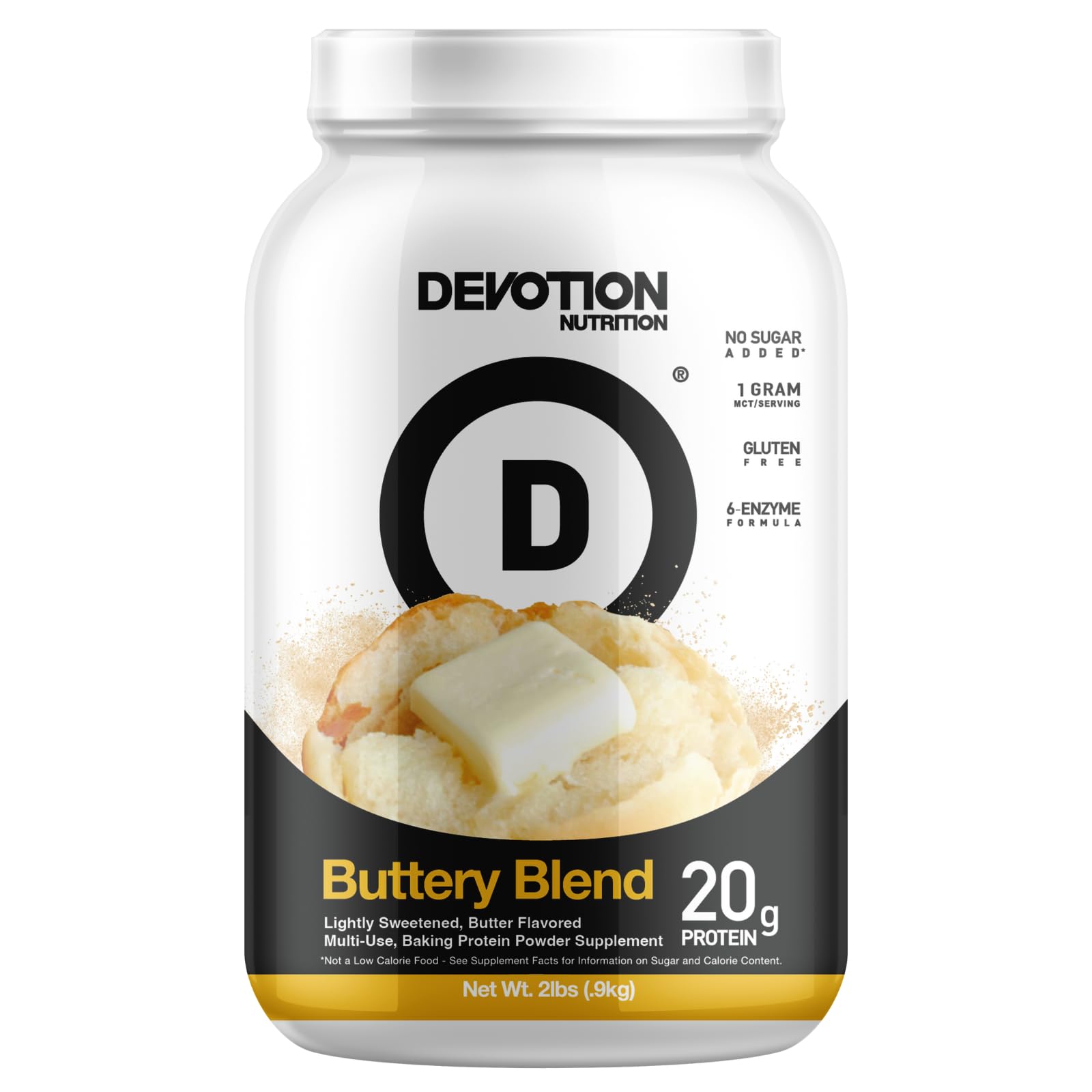 Mezcla de proteína en polvo Devotion Nutrition | Sin gluten, keto, sin azúcares añadidos | 1 g de MCT | 20 g de proteína de suero y micelar | Envase de 900 g (mezcla mantecosa)