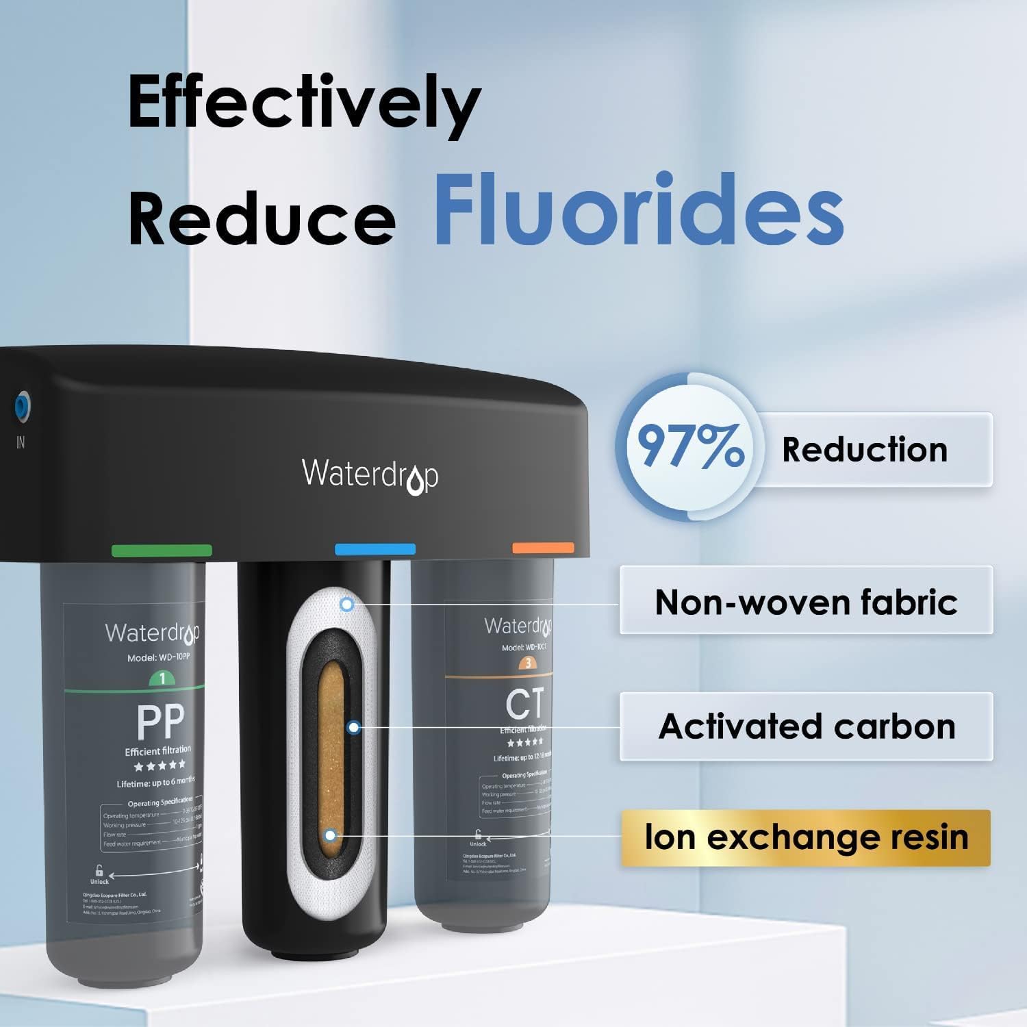 Waterdrop TSA 8 Layer Under Sink Water Filter System, Under Sink Water Filtration System, Reduces PFAS, PFOA/PFOS, Fluoride, Chlorine, Bad Taste & Odor, NSF/ANSI 42 Certified Element, USA Tech - Image 4