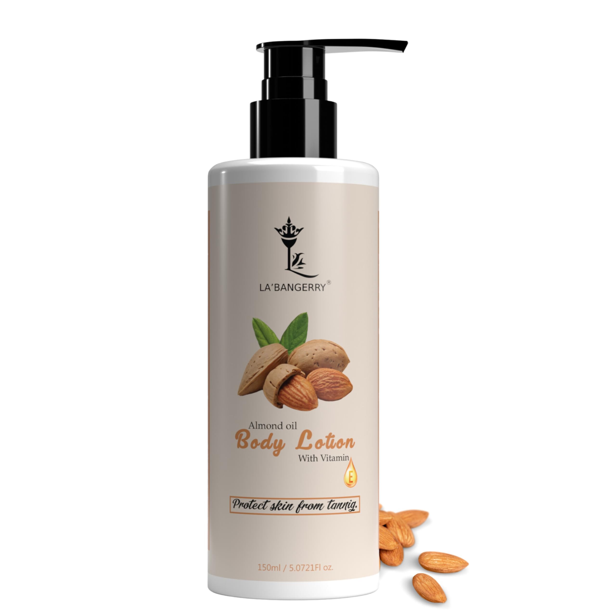 LA’BANGERRY Almond & Vitamin E Body Lotion | Lightweight, Non-Greasy Lotion for Soft & Nourished Skin for Daily Skin Hydration (150ml)