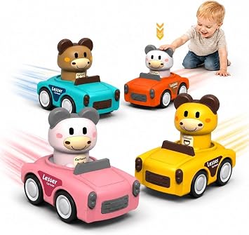 Press to Go Car Toy for Toddler, Animal Racing Cars Infant Baby Toys | Push and Go Cars Toys for Baby Boys Girls Toddlers Gifts, Baby Boy Girl Toddler Birthday