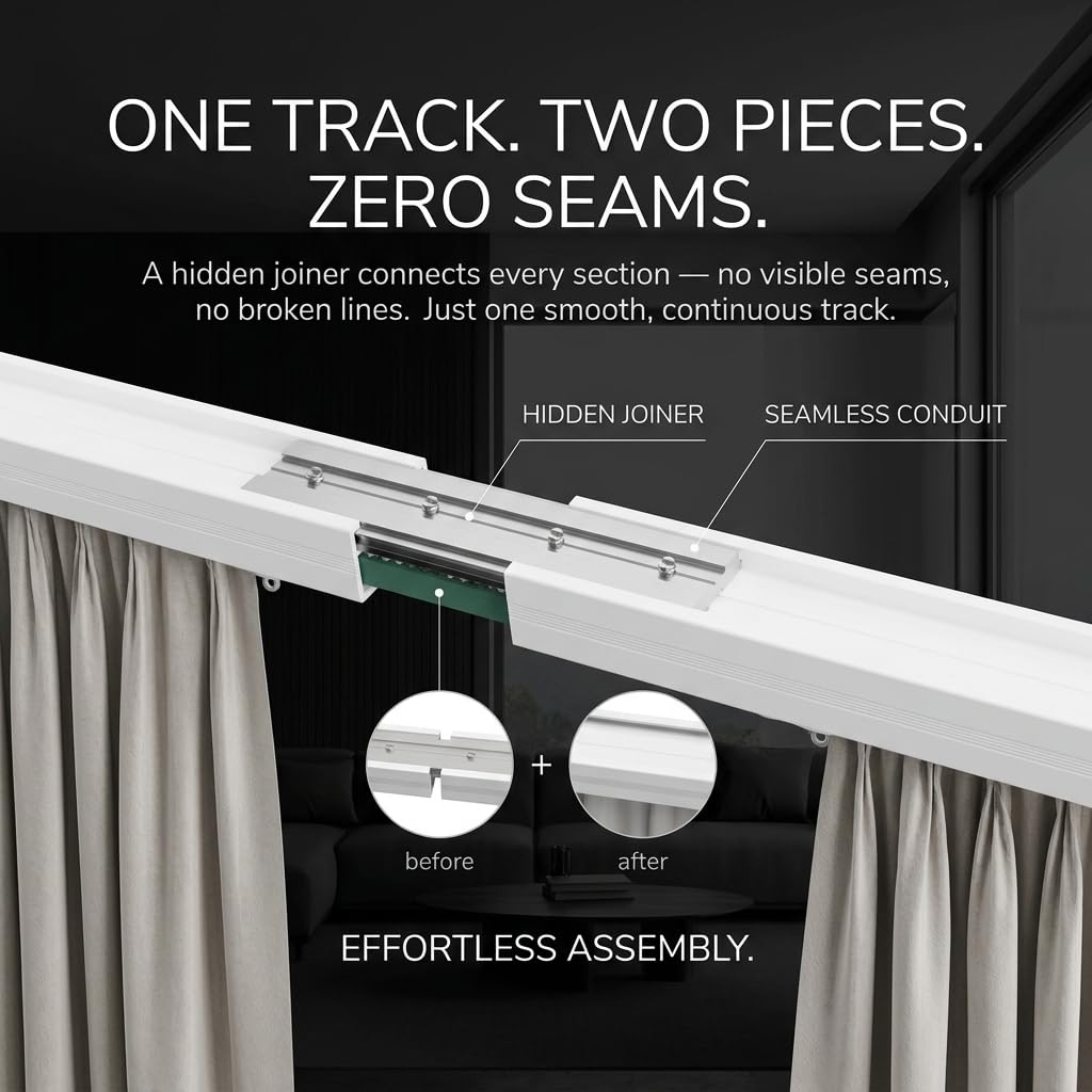 Quoya QL600 Smart Electric Curtain Track, silnik zmotoryzowany, regulowana długość toru, kompatybilna z Alexa, Google, Siri, Apple Watch (QL600, do 5 m)