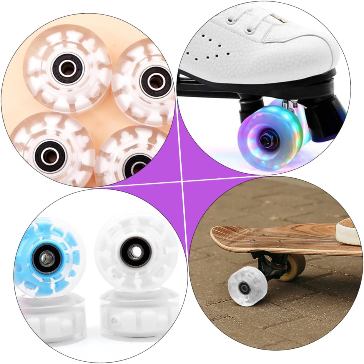 Glowing Roller Skate Wheels Double Row Pu Light-up Wheels with Bearings for Enhanced Performance and Grip Outdoor Surfaces