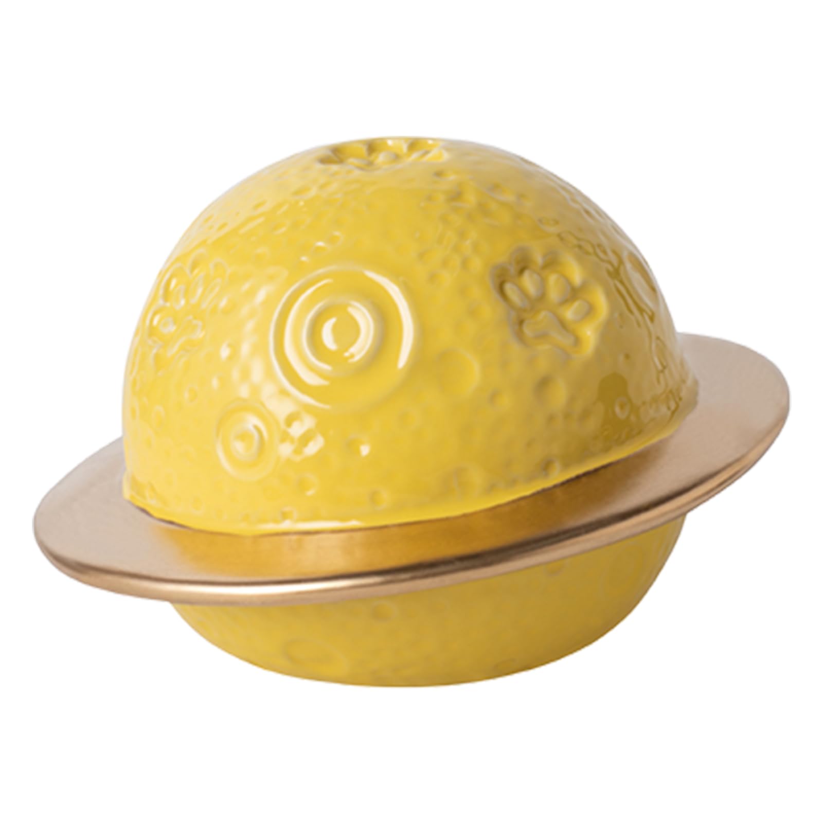 Duuclume Ceramic Pet Urn for Ashes - Planetary Design Handcrafted Memorial Keepsake for Dogs & Cats,Thoughtful Remembrance Gift for Pet Loss (Gold Yellow)