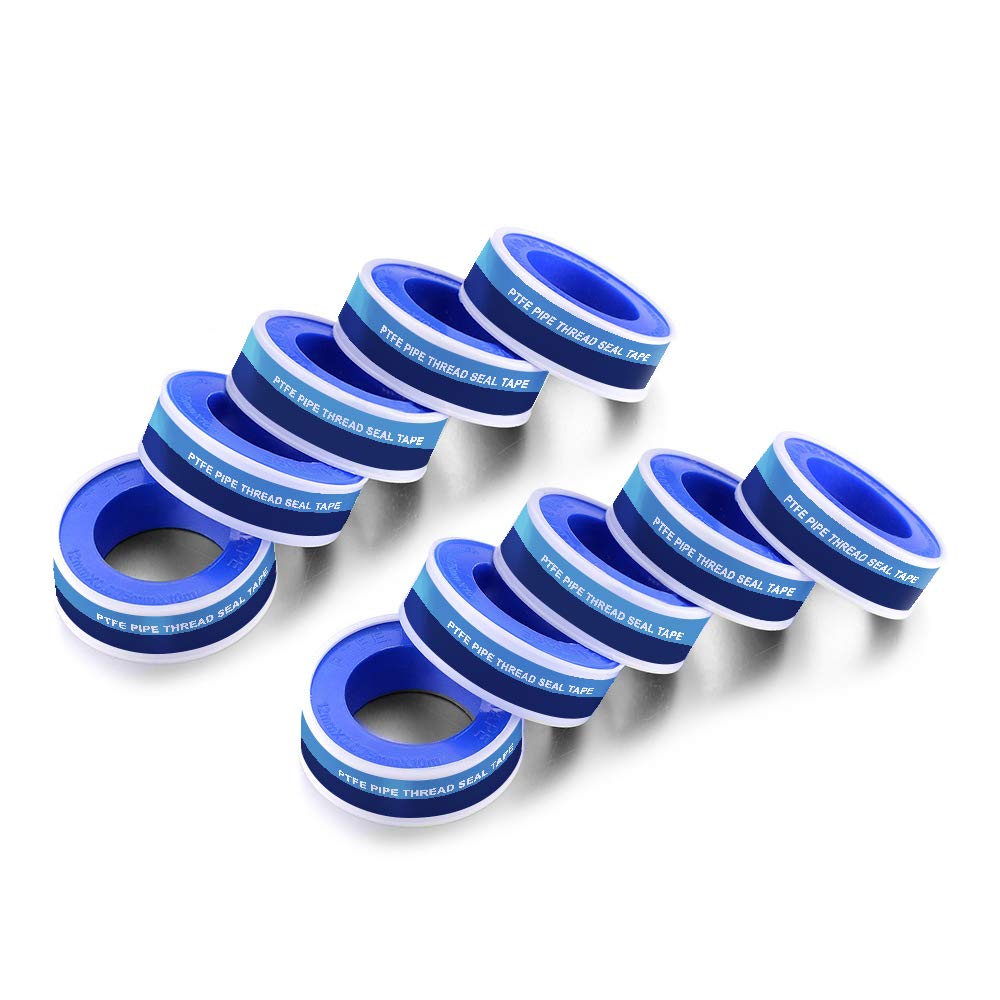 Supply GiantI33-10 PTFE Thread Seal Tape for Plumbers, White 1/2 Inch x 520 Inch (Pack of 10 Rolls), 10 Count