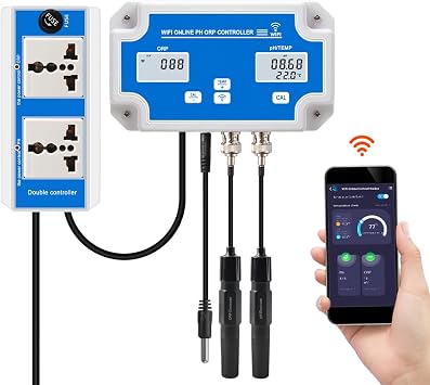 Digital Tester PH Meter Smart WiFi Online PH ORP Temp Aquarium Water Quality Tester Monitor Controller for Swimming Pool Spa Soilless Cultivation
