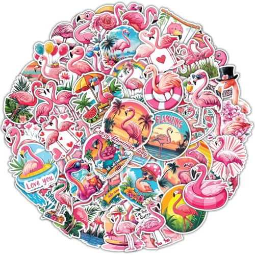 100pcs Flamingo Stickers Waterproof Decals for Water Bottles Laptop Luggage Computer Scrapbooking Teens Adults Girls Kids Funny Party Birthday Decorations