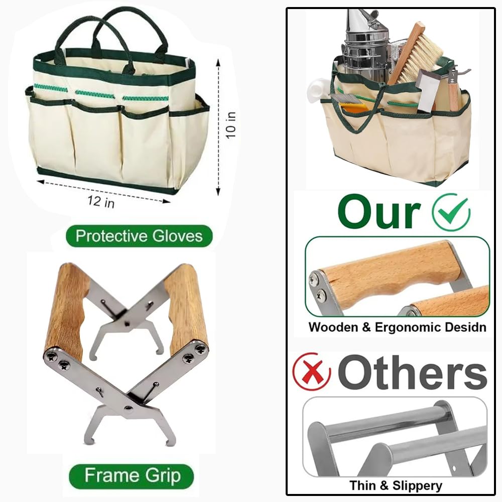 Kit Apicoltura Completo 22pcs con Affumicatore Elettrico a Doppia Alimentazione | Per Apicoltori Professionisti, Nido d'Ape, 22 Strumenti Inclusi, Kit Attrezzi Completo