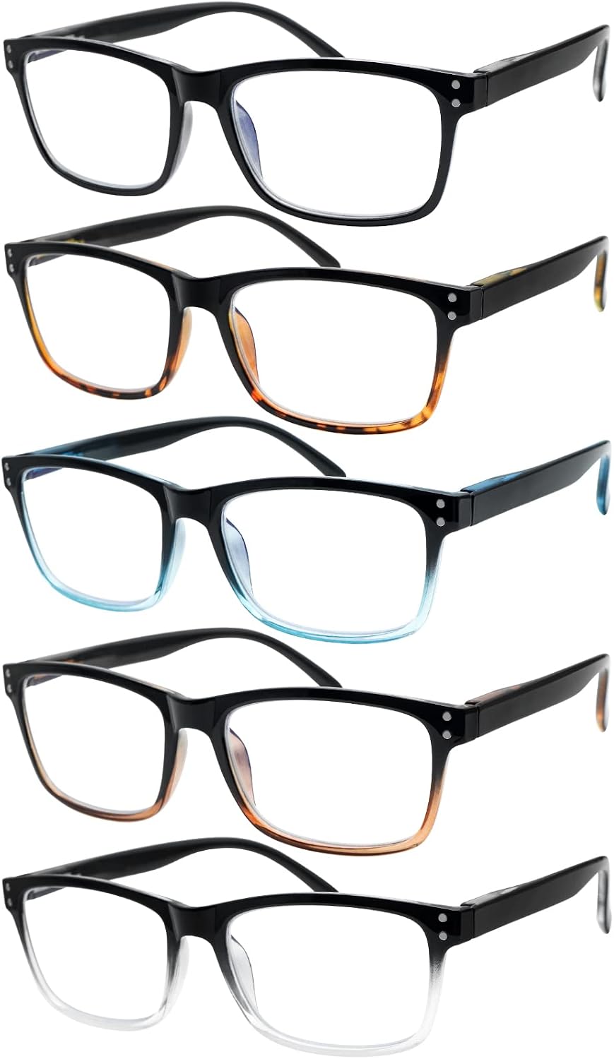 SIGVAN Reading Glasses 5 Pack Blue Light Blocking Anti Eyestrain Lightweight Fashion Computer Readers for Men Women (5 Mix-1, 2.25)