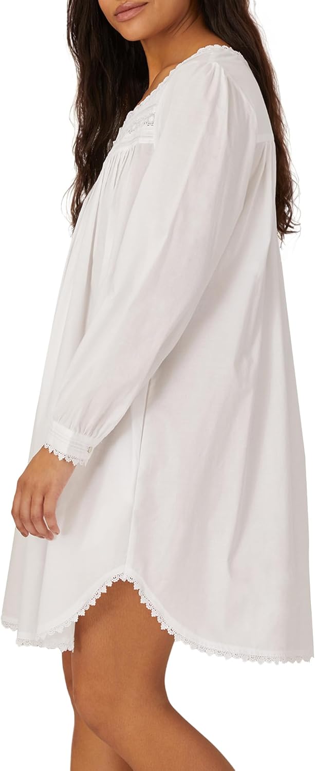 Eileen West Queen Anne’s Lace Womens Sleepwear & Loungewear – Heirloom Dream Collection - 100% Cotton Long Sleeve Short Robe