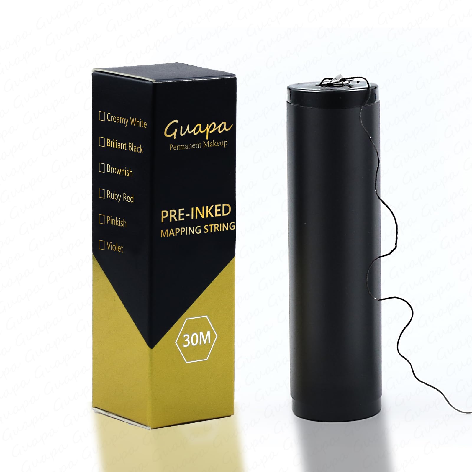 Multiple Colors 100 Feet Microblading Cottony Thread Pre-Inked Eyebrow Mapping String for Henna Tinting and Permanent Makeup with Allergen-Free in 30 Meters per Box (1PC-Brilliant Black)