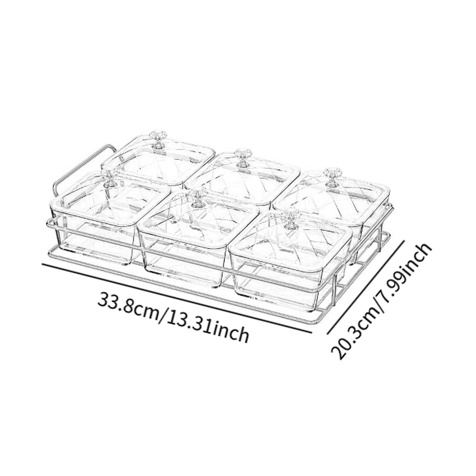 Fenteer Bandeja de Secos con Tapa, Plato para Servir Aperitivos, Cuencos para Almacenar Alimentos, Plato Dividido para Aperitivos para Fiestas de Cumpl, Oro con 6 Rejillas, Individual
