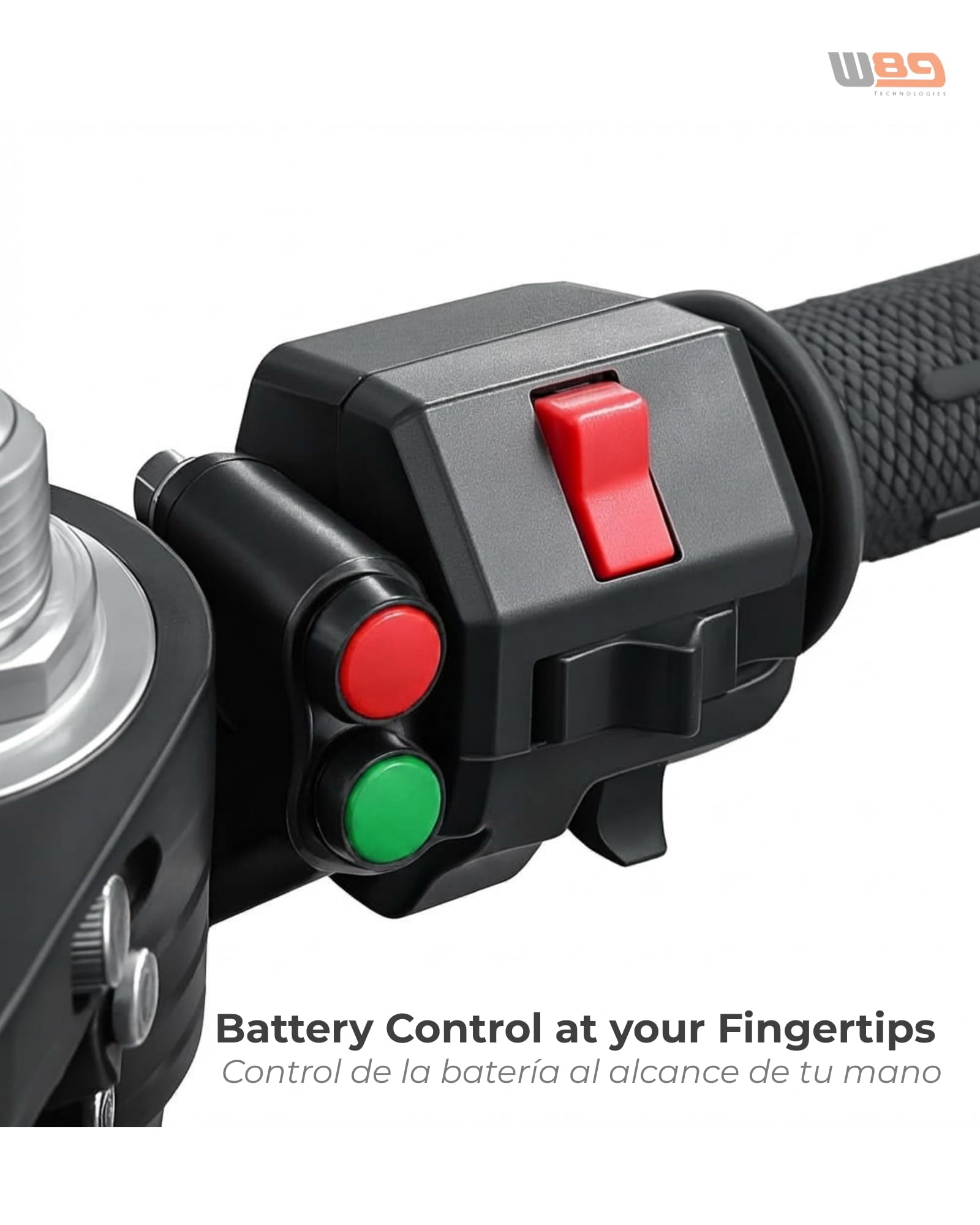 W89 Staccabatteria 12V 100A 0W – Interruttore Intelligente Plug & Play con Pulsanti su Supporto per Manubrio – Senza Consumo per Moto e Auto d’Epoca – Rosso
