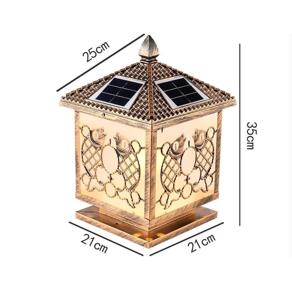 Vintage Ip65 Wasserdichte Led Solar Säule Licht Europäische Tradition Aluminium Metall Glas Spalte Lampe Villa Garten Zaun Lampen Retro Innenhof Rasen Beleuchtung Pfosten Laterne,Brown