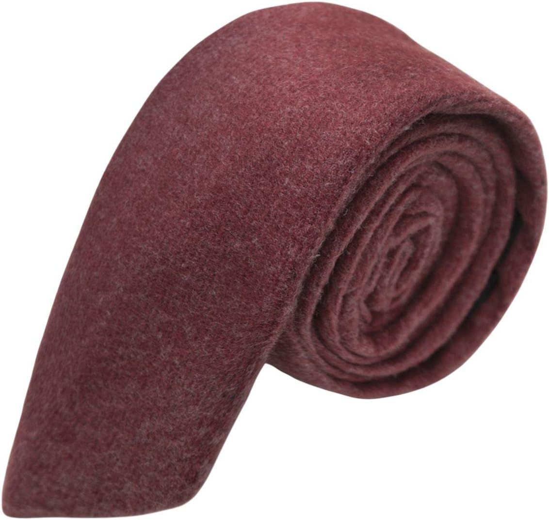 King & Priory Luxury Maroon Red Donegal Tweed Necktie, Tweed