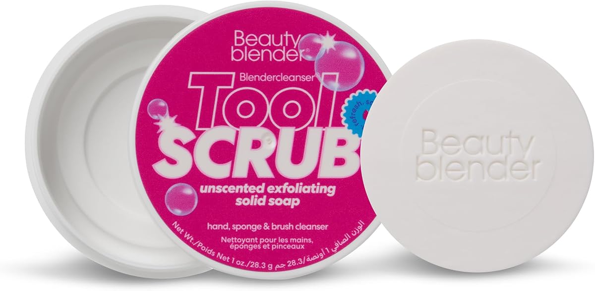 Blendercleanser Tool Scrub Limpiador sólido – Esponja de maquillaje perfumada sin perfume y barra de limpieza de cepillo – Limpiador de manos, esponja y cepillo, elimina el maquillaje y la acumulación, apto para viajes, 1 oz