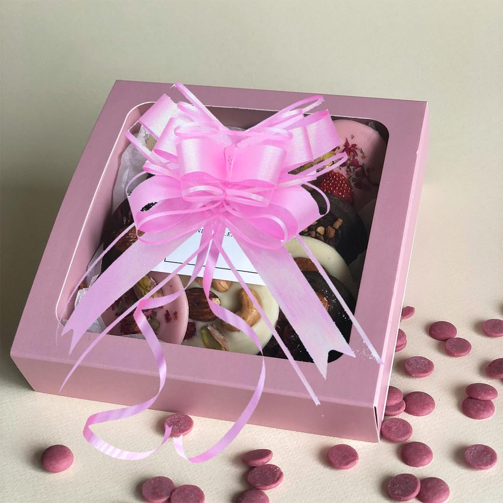 Gift Bow for Presents - Brushed Glitter Iridescent Pink Pull Bows for Gifts, Large Instant Decorative Bows for Party, Easter, Wedding, Baby Shower, Decorative(6 Inches, 8 Pack) - Image 7