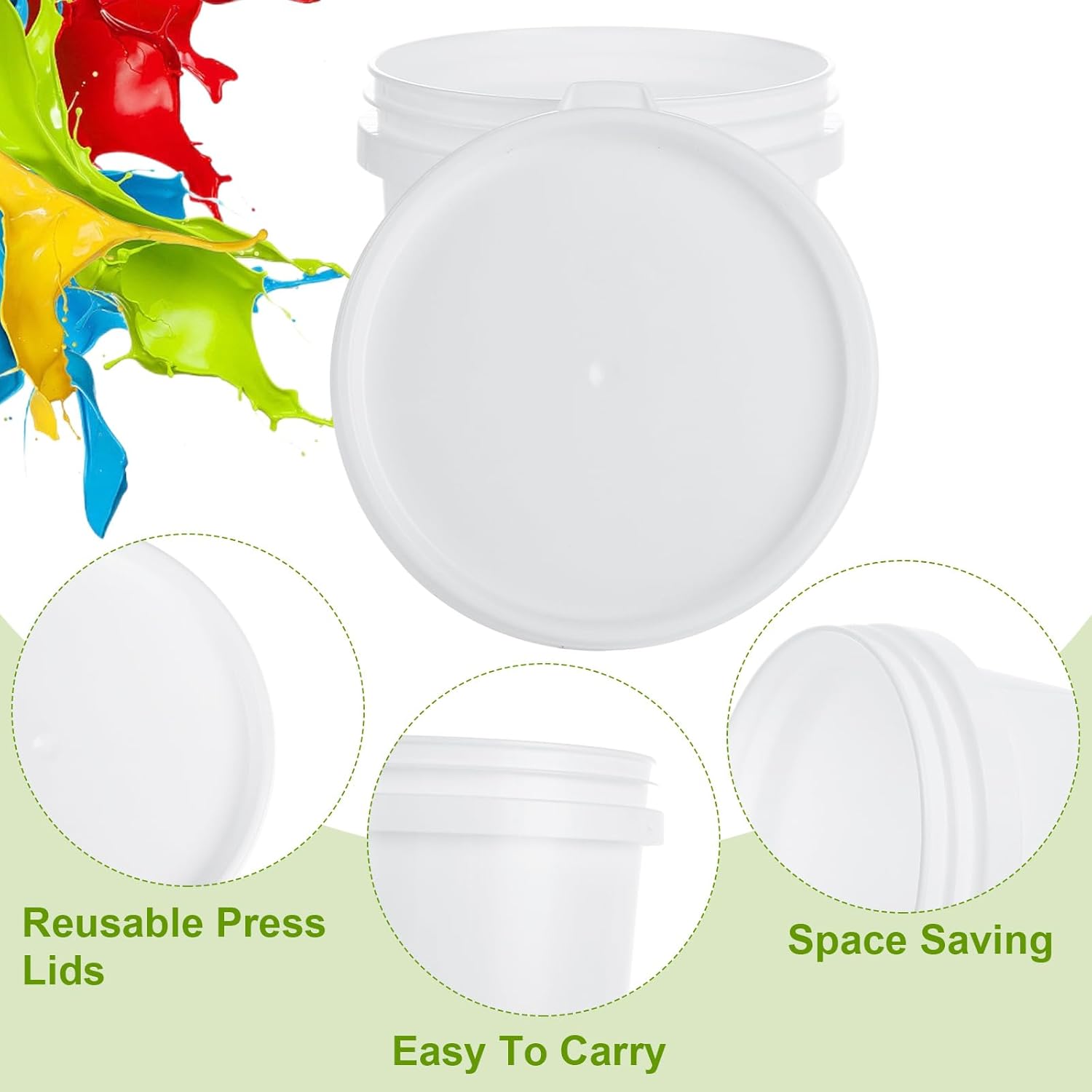 2 Pack Small Paint Bucket for Painting 1 Quart Paint Cans 2 Pint Touch Up Paint Storage Containers Plastic Paint Containers with Lids Empty Paint Cans Hand Held Paint Pail for Leftover Paint - Image 5