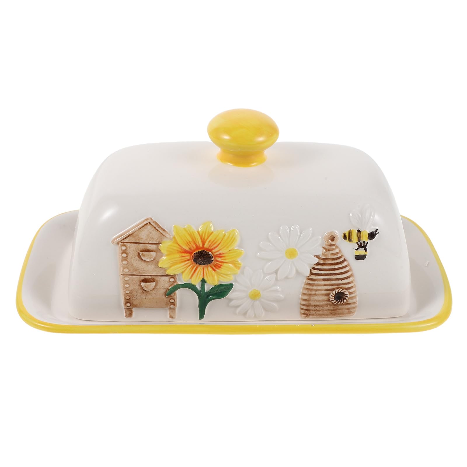 Beurrier Couvert en Céramique avec Couvercle, Plateau 8, 7x4, 9 Po