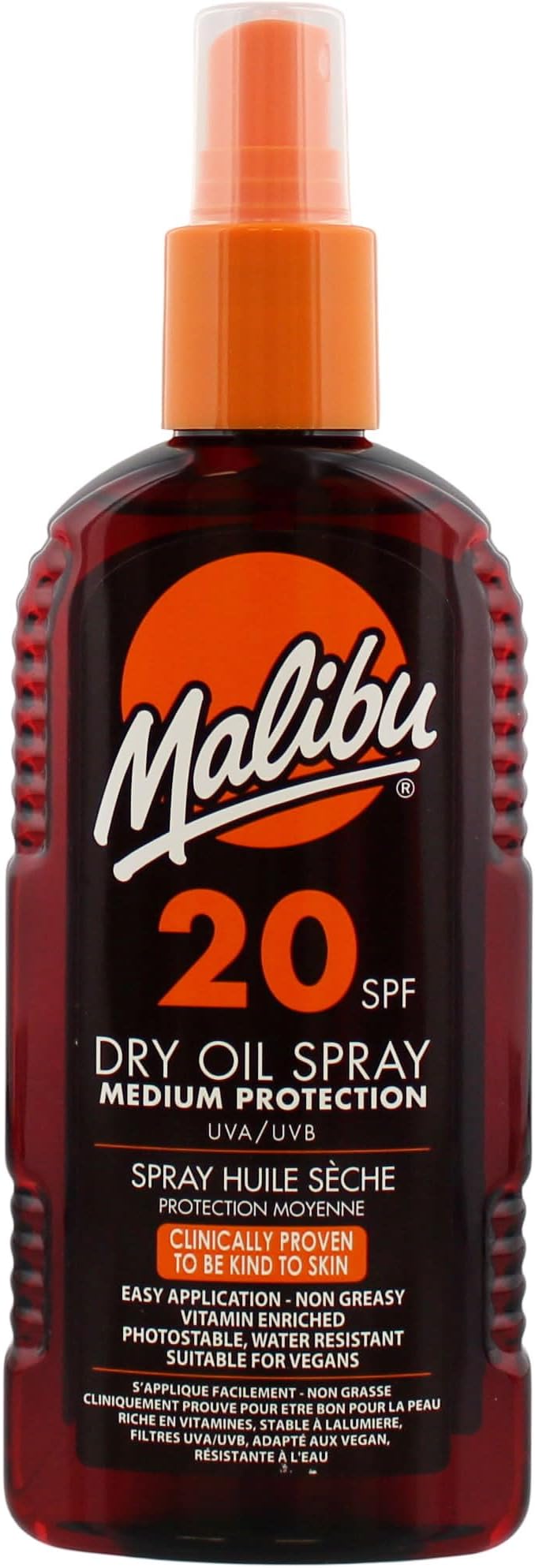 Malibu Sun SPF 20 Non-Greasy Dry Oil Spray for Tanning, Tan Enhancing & Moisturising Body Oil Mist, Water Resistant, 200ml