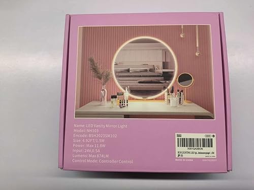 Miniatura 10 de MY BEAUTY LIGHT Tira de luces LED de tocador para espejo, 6000 K luz diurna blanca brillante, luz de maquillaje regulable de 4.92 pies, aprobación