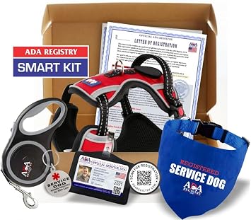 Customized Dog Kit with Vest, Tags, ID Card +Holder, Bandana & Dog Leash | Service Dog Vest & Tag| Ideal Kit for Service, Emotional Support, Therapy,& Companion Dogs| Retractable dog leash & Custom ID