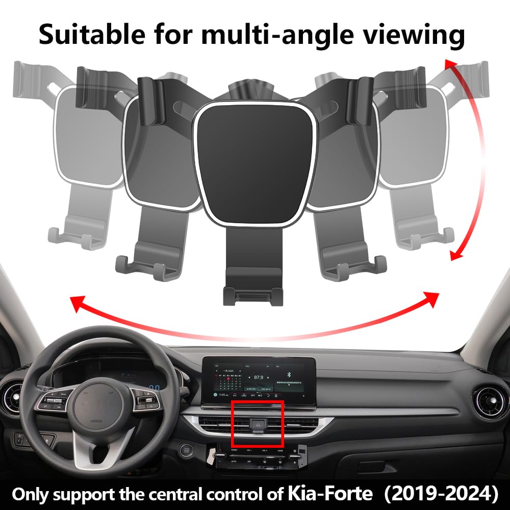 LUNQIN Car Phone Holder For Kia Forte 2019 2020 2021 2022 2023 2024 Auto Interior Accessories Best Cell Phones Mount Cellphone Mobile Cradle Charging Navigation Bracket Air Vent Screen Stand Accessory